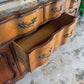 GLASS TOP FRENCH BOW FRENCH PROVINCIAL SIDEBOARD/DRESSER