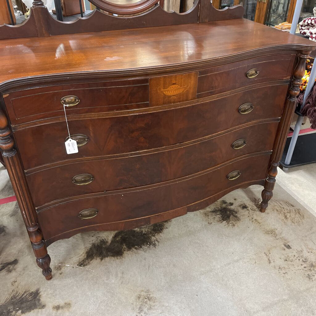 VINTAGE DRESSER WITH ROUND MIRROR