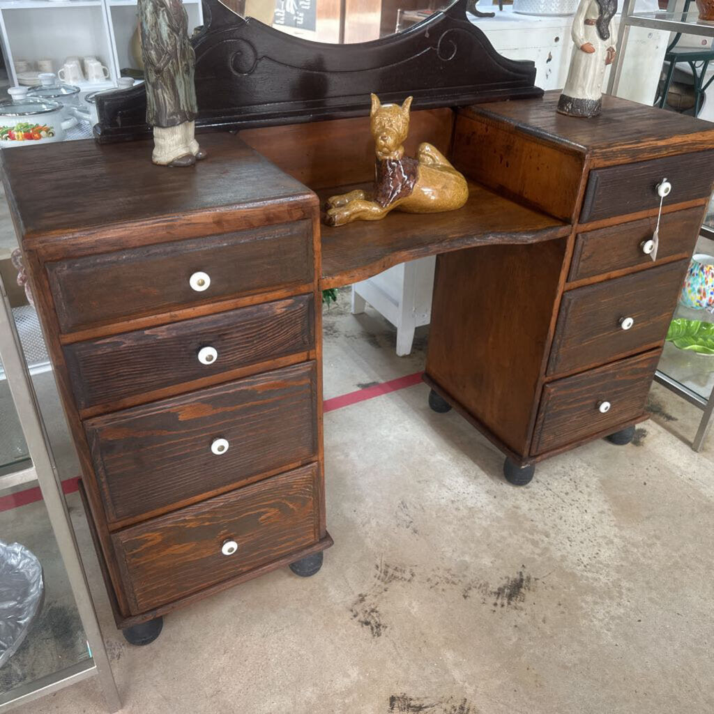 PRIMATIVE WOOD VANITY WITH STOOL