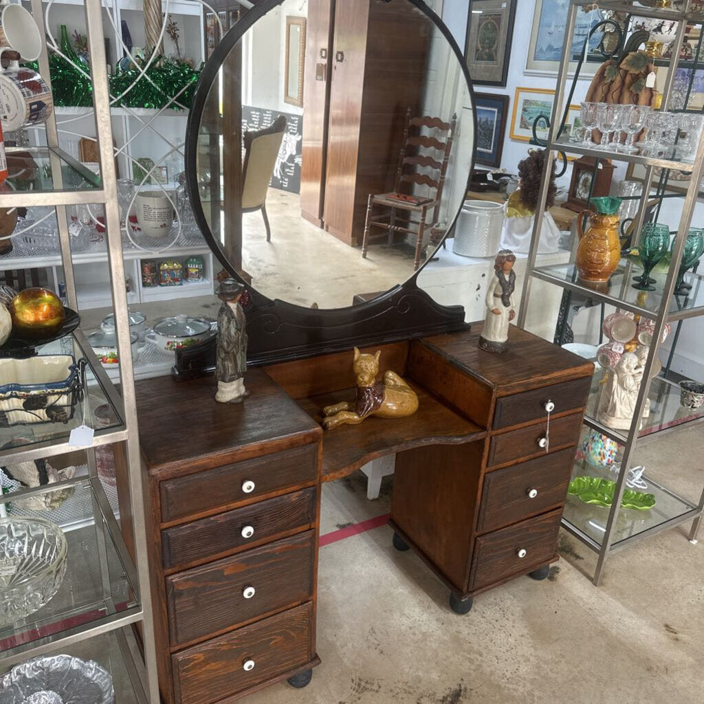 PRIMATIVE WOOD VANITY WITH STOOL