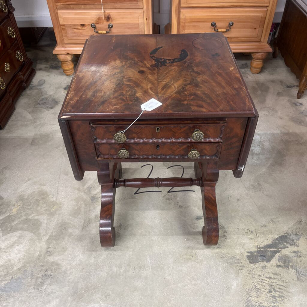 ANTIQUE DROP SIDES ENGLISH WORK TABLE