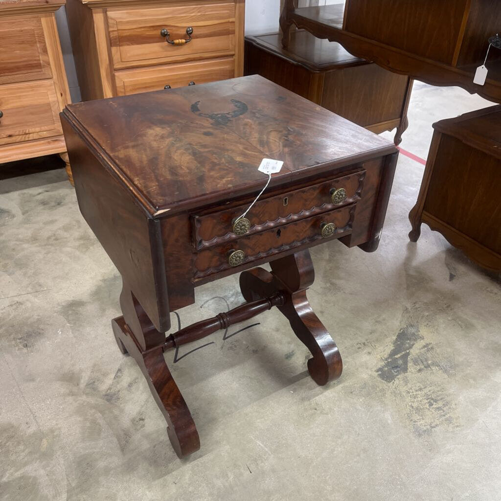 ANTIQUE DROP SIDES ENGLISH WORK TABLE