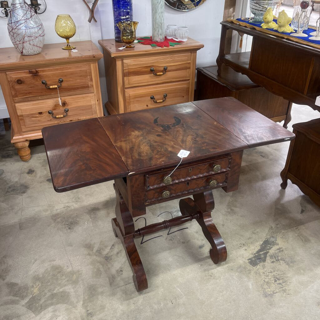 ANTIQUE DROP SIDES ENGLISH WORK TABLE