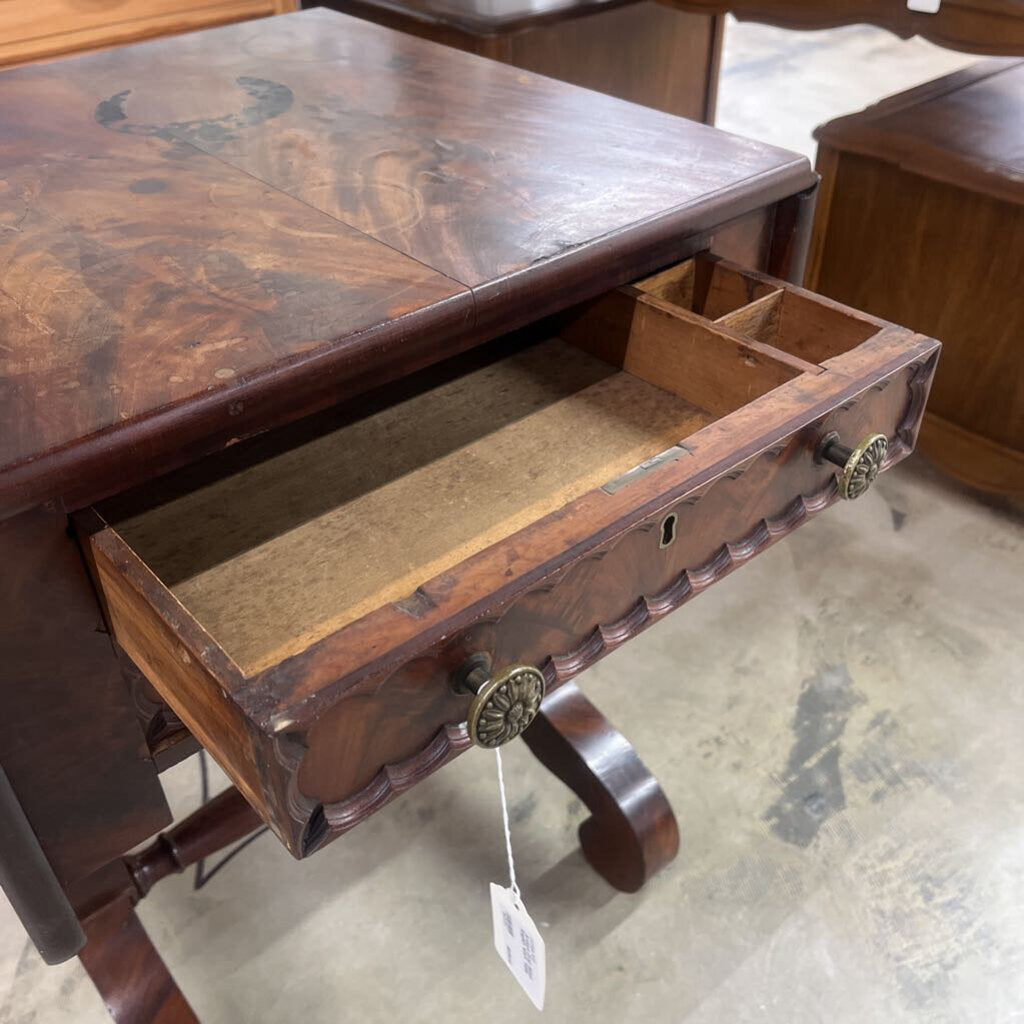 ANTIQUE DROP SIDES ENGLISH WORK TABLE