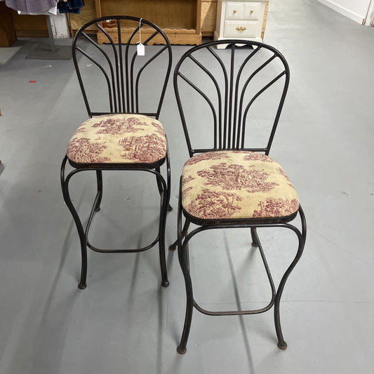 VINTAGE HEAVY WROUGHT IRON STOOLS