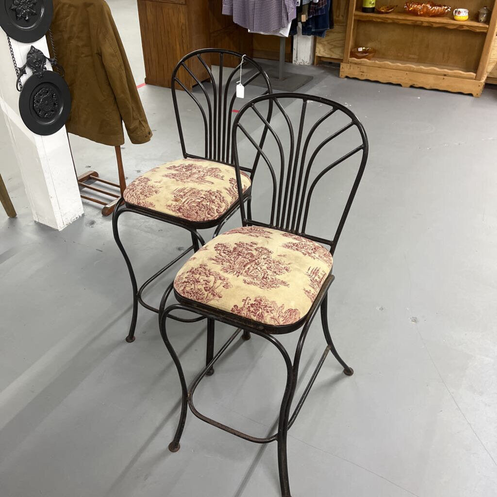 VINTAGE HEAVY WROUGHT IRON STOOLS