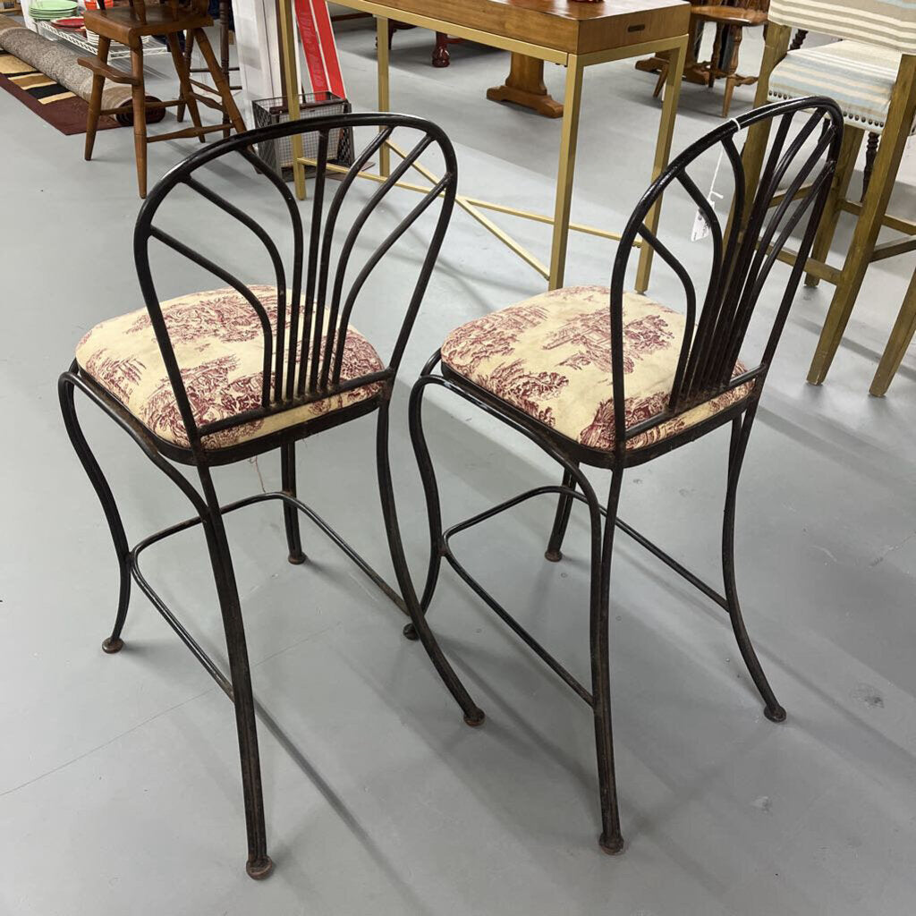 VINTAGE HEAVY WROUGHT IRON STOOLS