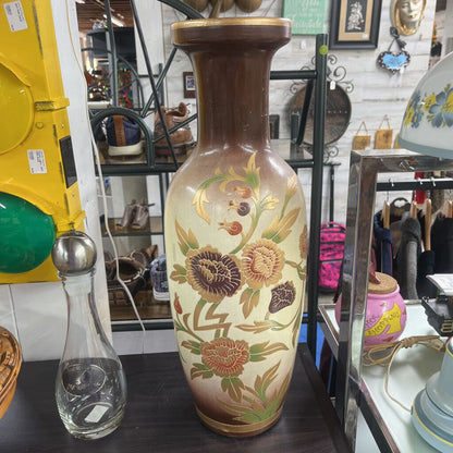 BROWN/BLACK GLASS FLOWER VASE