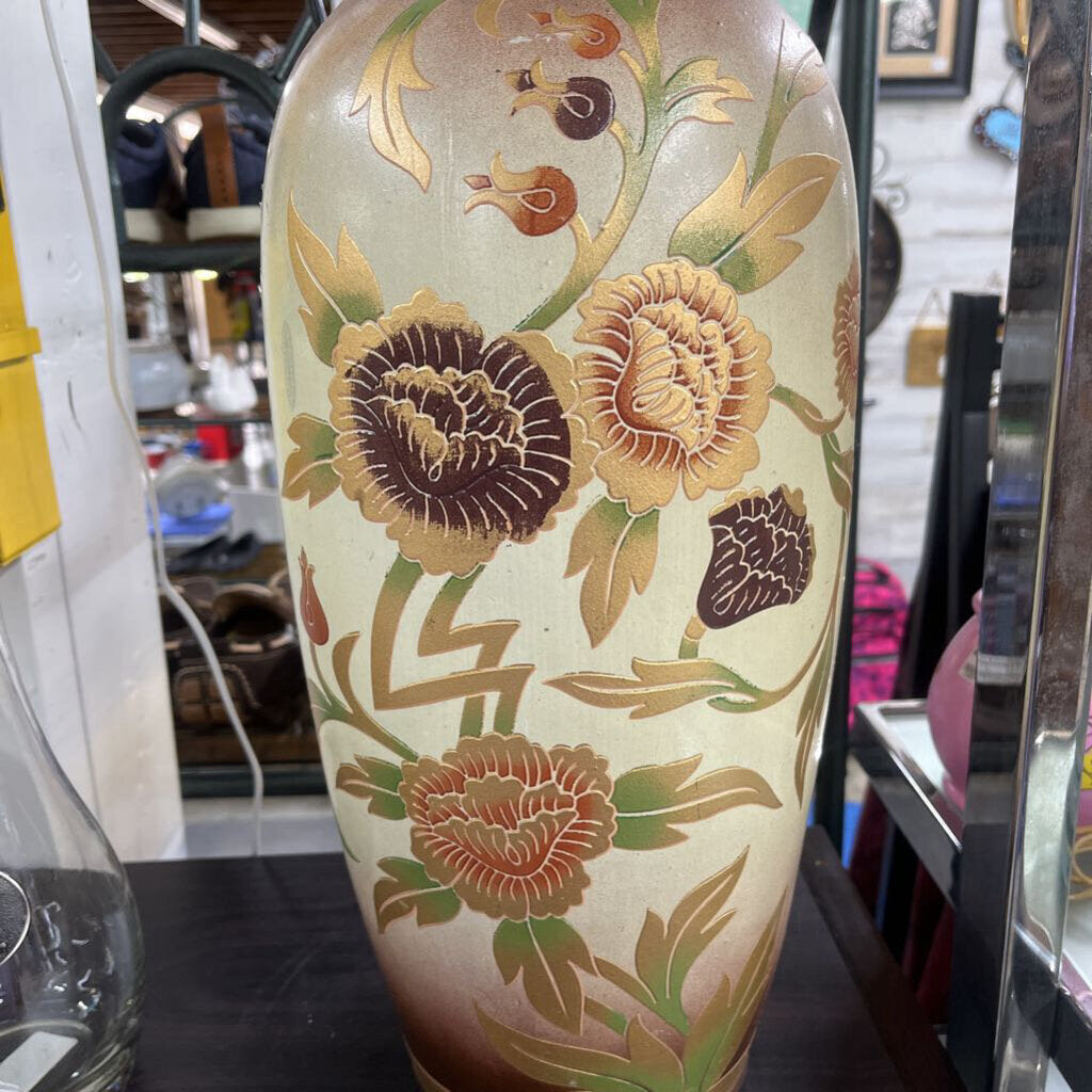 BROWN/BLACK GLASS FLOWER VASE