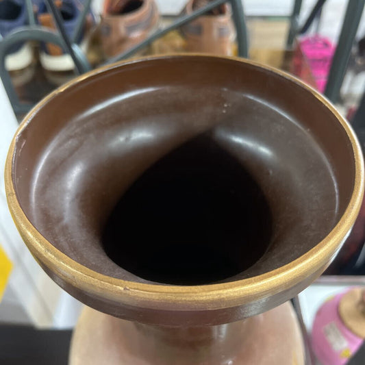 BROWN/BLACK GLASS FLOWER VASE