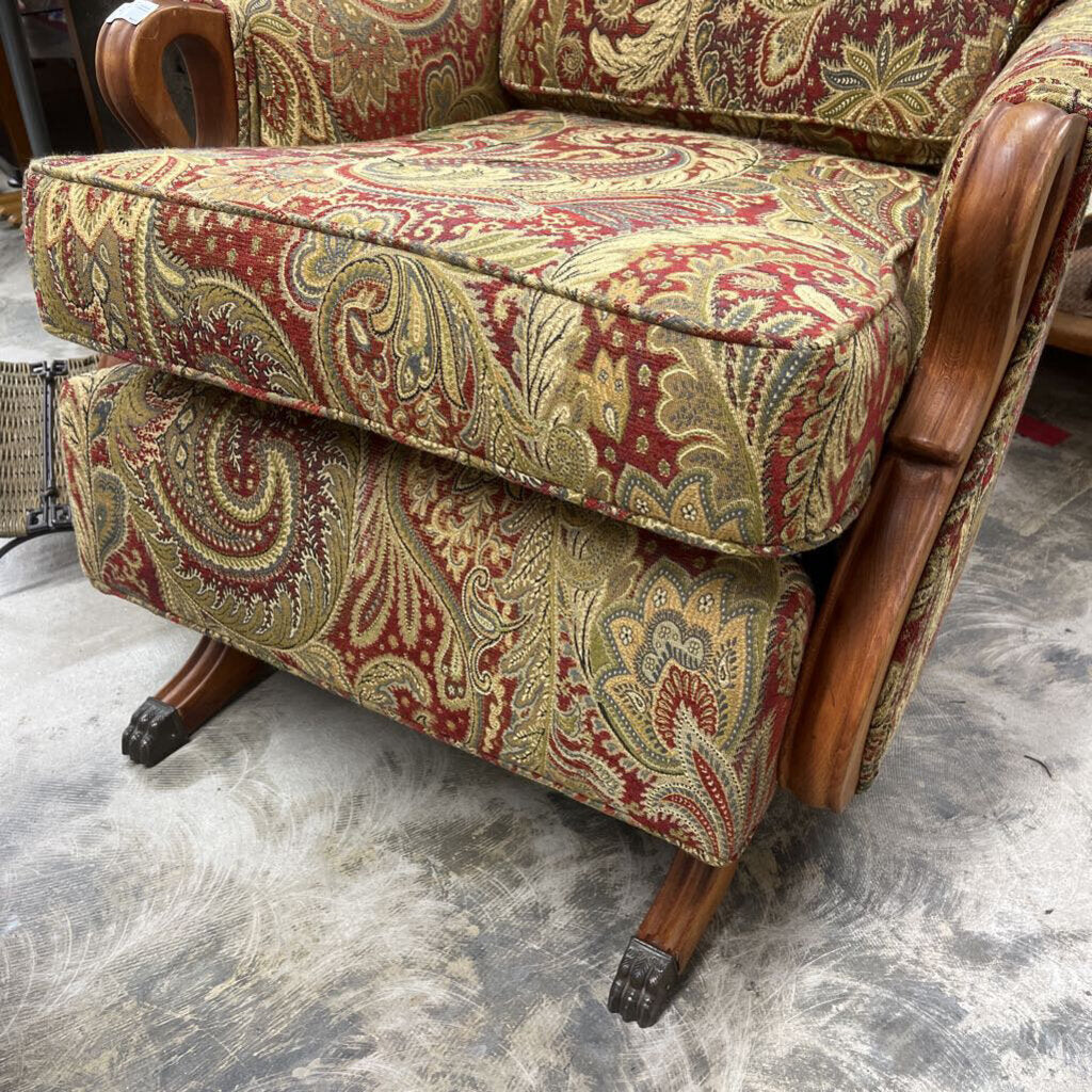 REUPHOLSTERED ROCKER AND STORAGE OTTOMAN