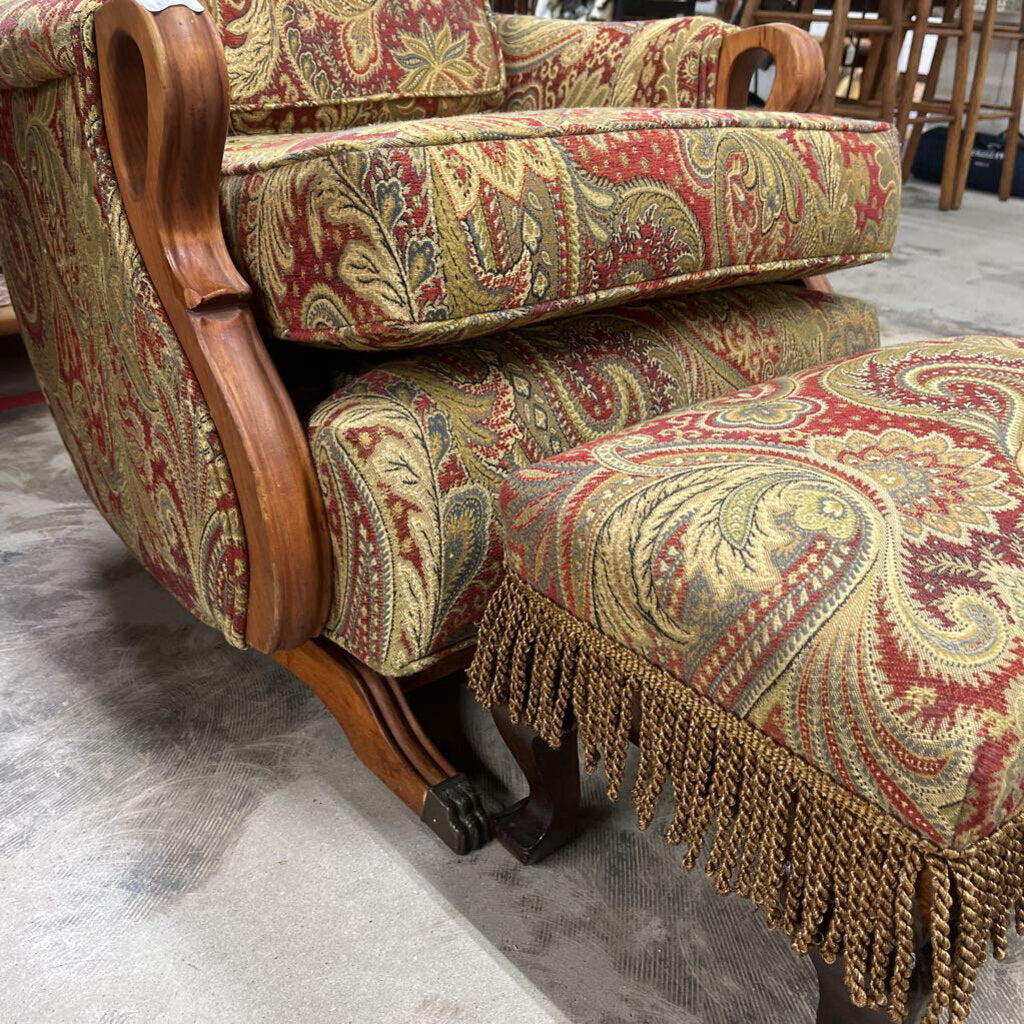 REUPHOLSTERED ROCKER AND STORAGE OTTOMAN