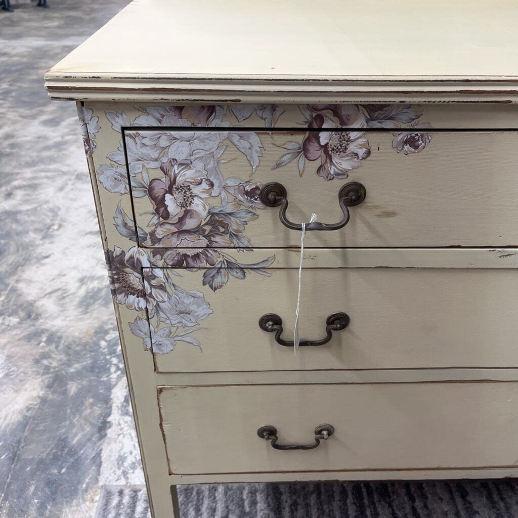 3 DRAWER FLORAL SPRING SOLID WOOD DRESSER