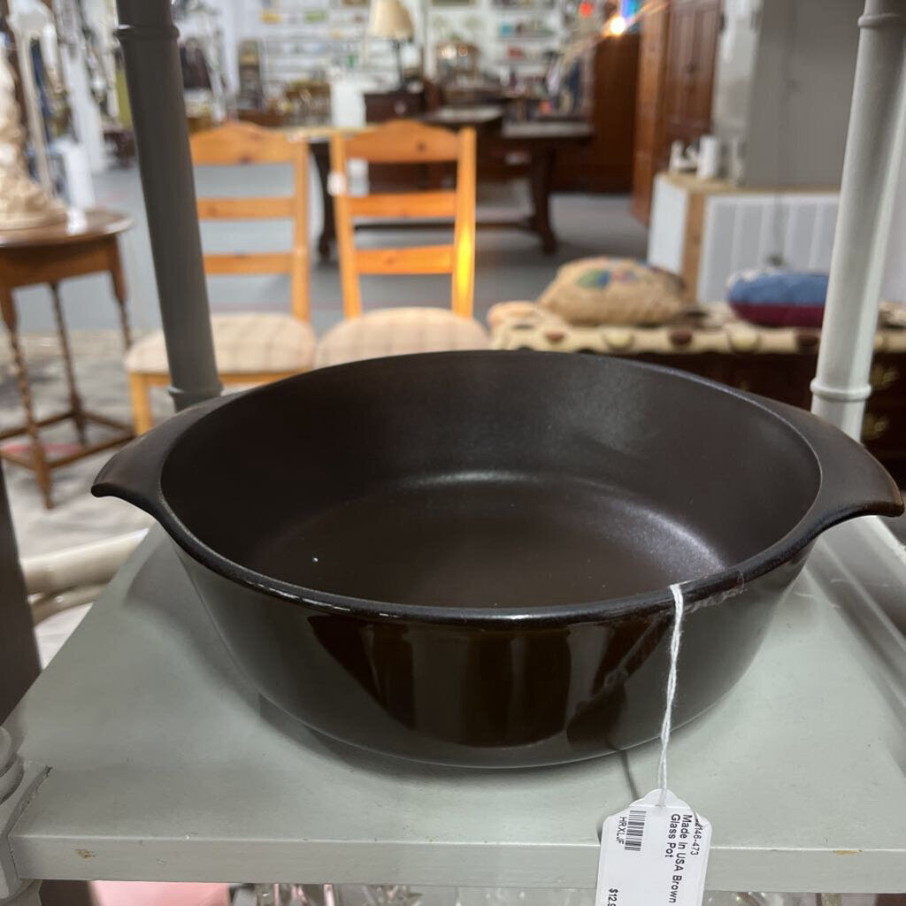 Made in USA Brown Glass Pot