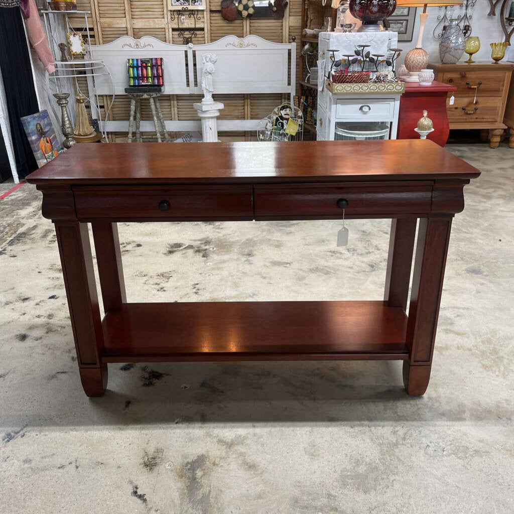 Two Drawer Console Table w/Bottom Shelf