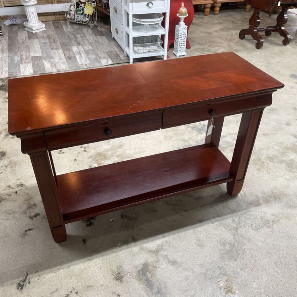 TWO DRAWER CONSOLE TABLE W/BOTTOM SHELF