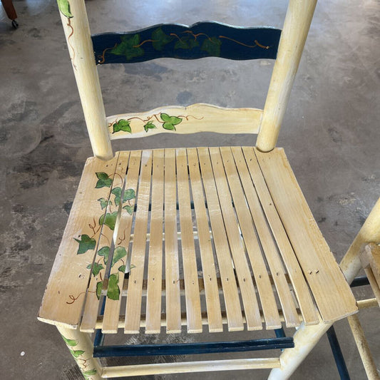 Pair Old Tole Painted Ladder Back Chairs