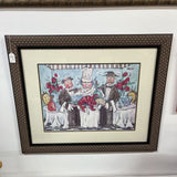 CRAB CHEF SIGNED LARGE FRAMED ART