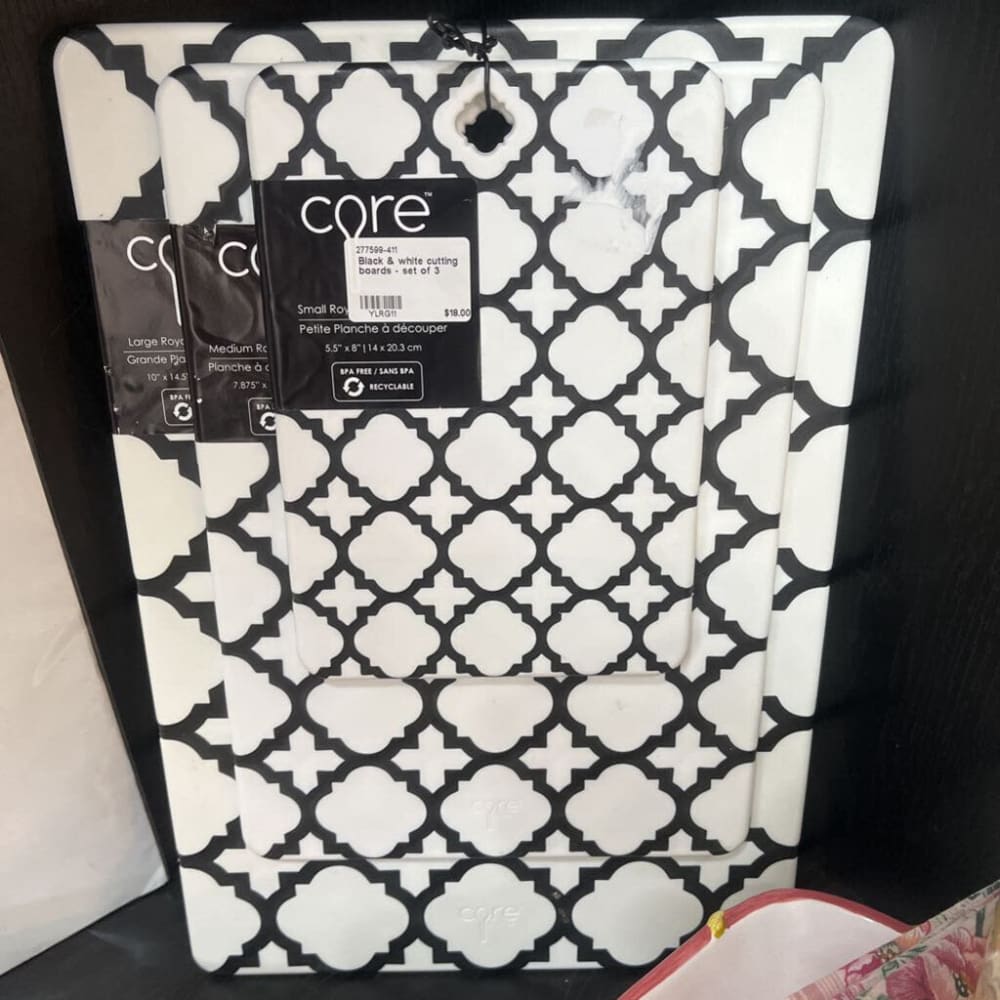 BLACK & WHITE CUTTING BOARDS - SET OF 3