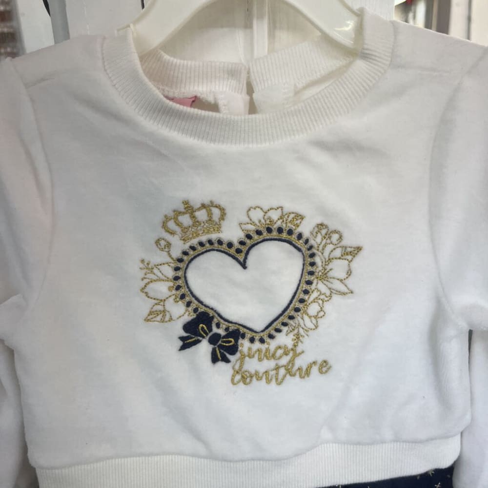 JUICY COUTURE WHITE/NAVY AND GOLD 2 PIECE 24 MONTHS