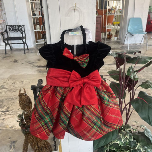 RONNIE BABY DRESS RED BLACK AND GREEN 12 MONTHS