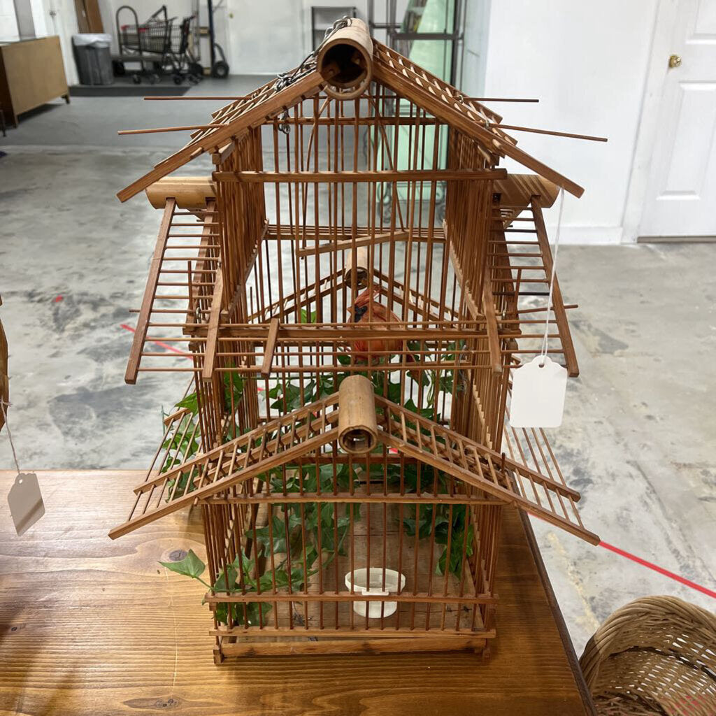 VINTAGE BAMBOO BIRD HOUSE