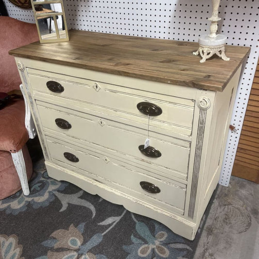 NATURAL TOP 3 DRAWER DISTRESSED SOLID WOOD DRESSER