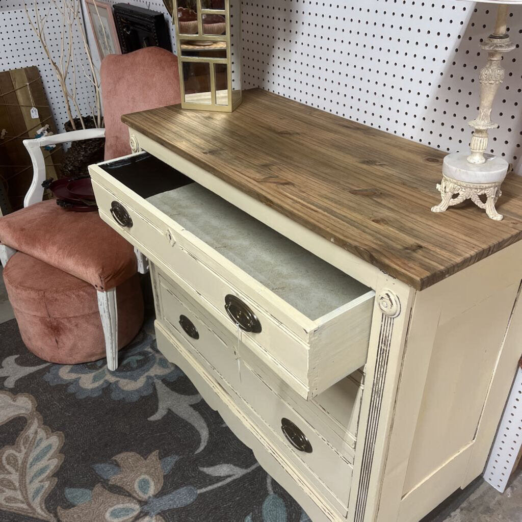 Natural Top 3 Drawer Distressed Solid Wood Dresser