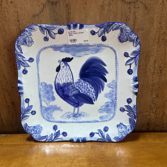 BLUE /WHITE ROOSTER PLATE