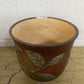 VINTAGE CERAMIC PLANTER BROWN WITH GOLD LEAF
