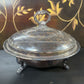 SILVER COVERED SERVING DISH WITH PYREX