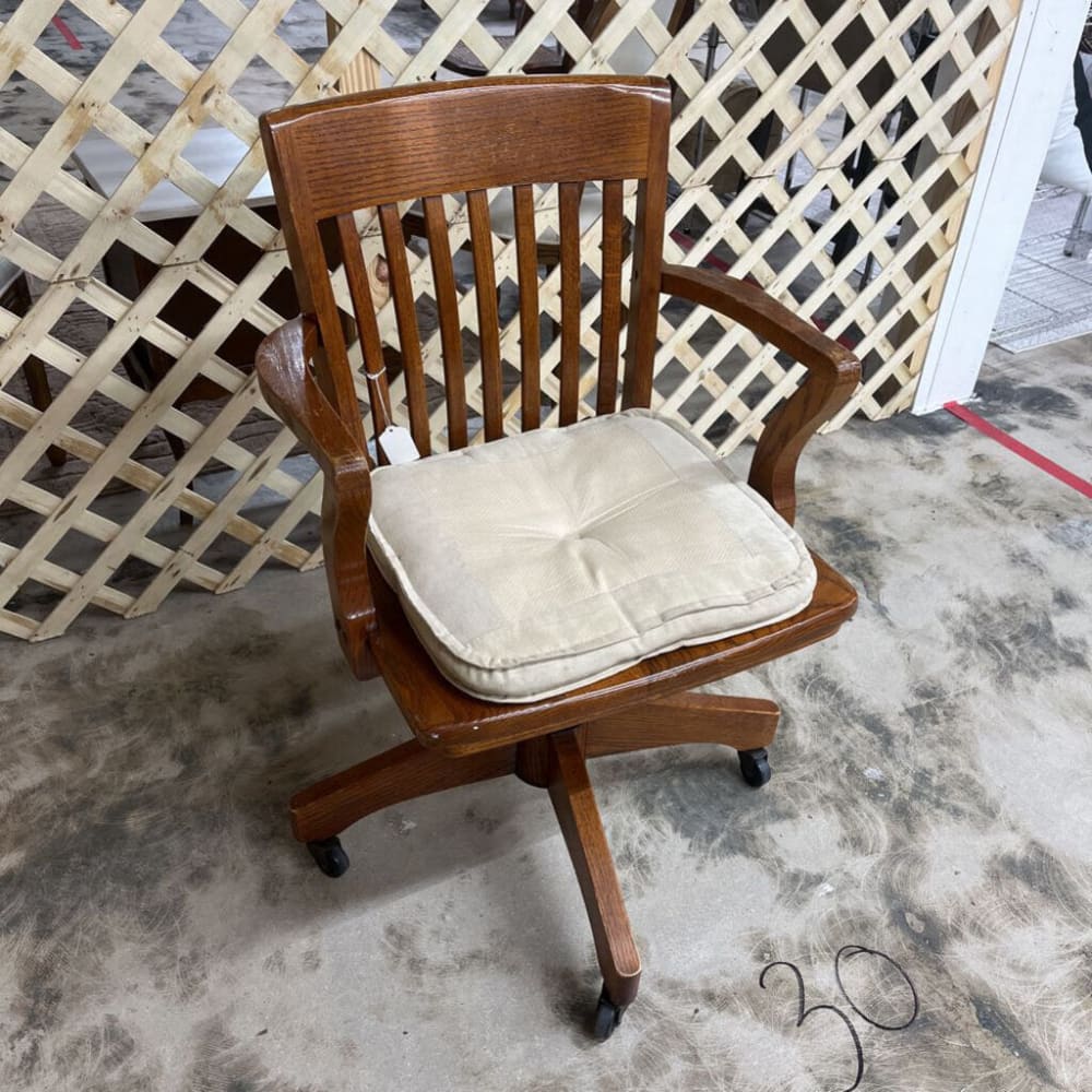 OAK WOOD ROLLING OFFICE CHAIR