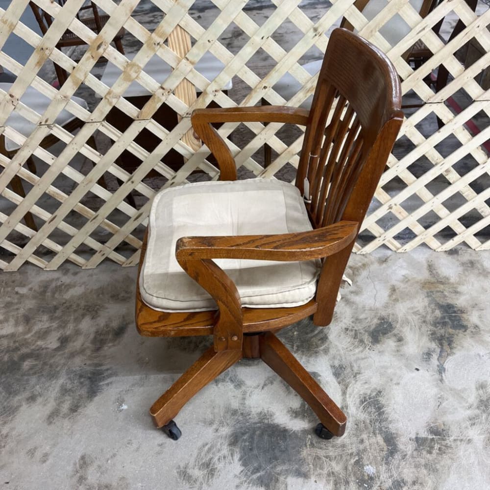 OAK WOOD ROLLING OFFICE CHAIR