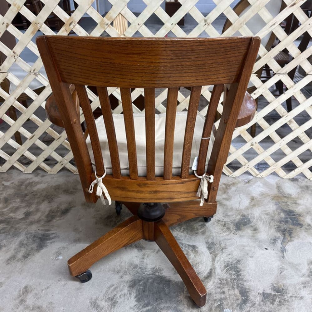 OAK WOOD ROLLING OFFICE CHAIR