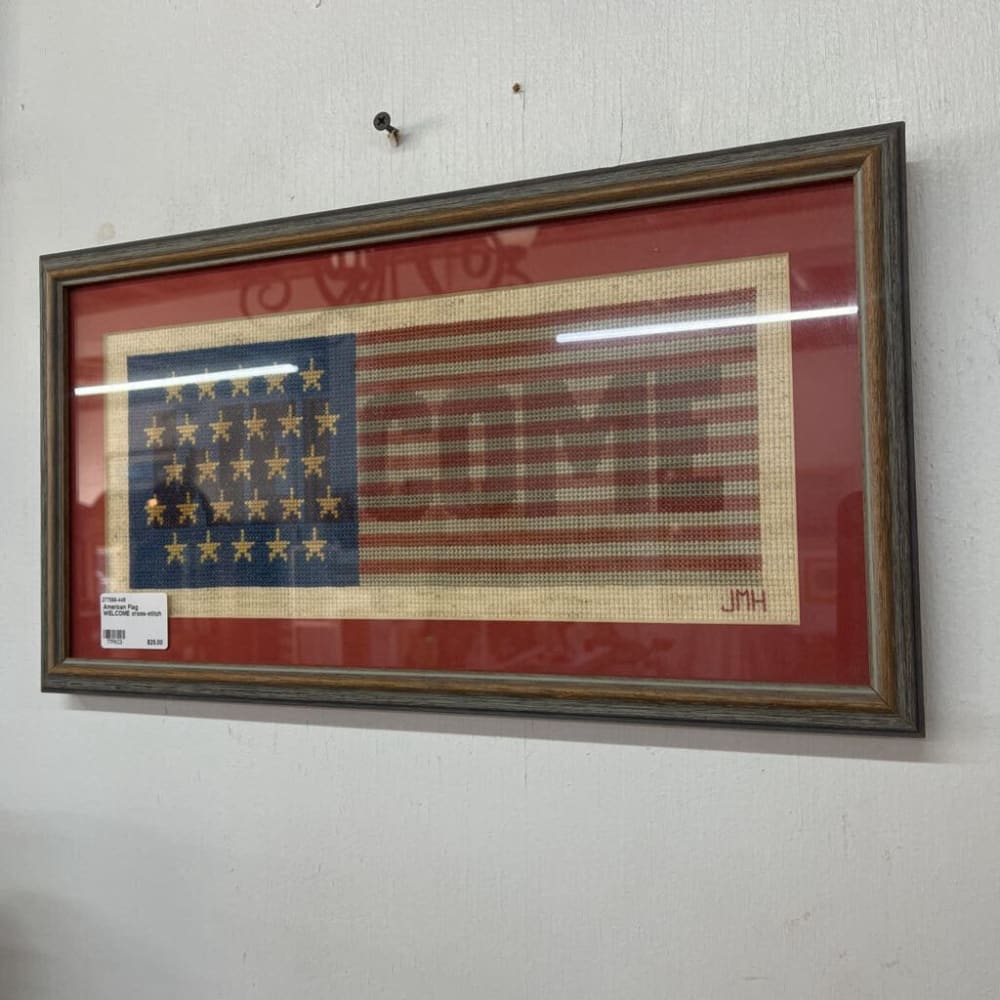 AMERICAN FLAG WELCOME CROSS-STITCH