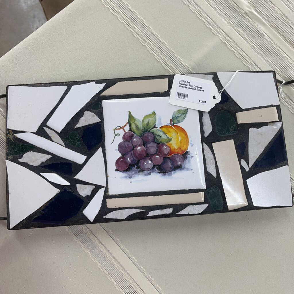 Mosiac Tile Grapes Cheese Board Trivet