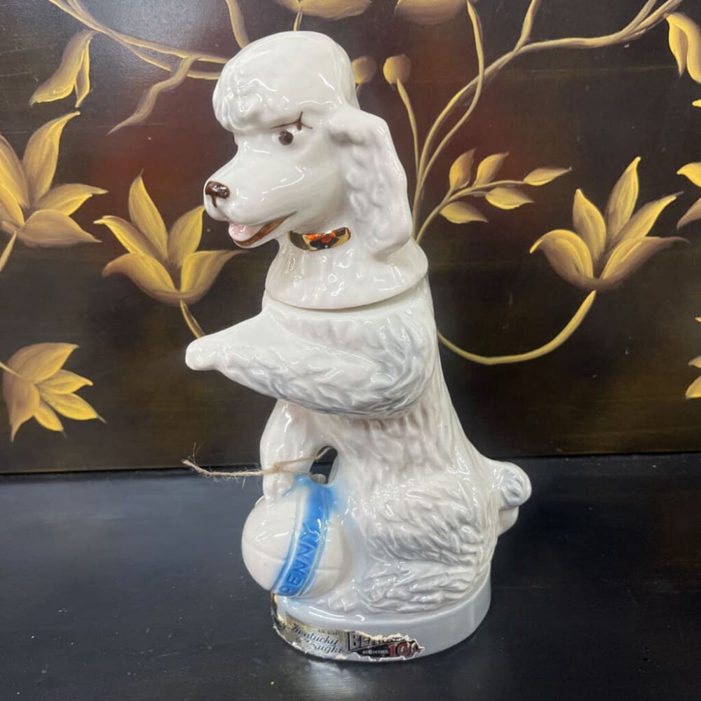 VTG DECANTER , JIM BEAM 1970,WHITE POODLE