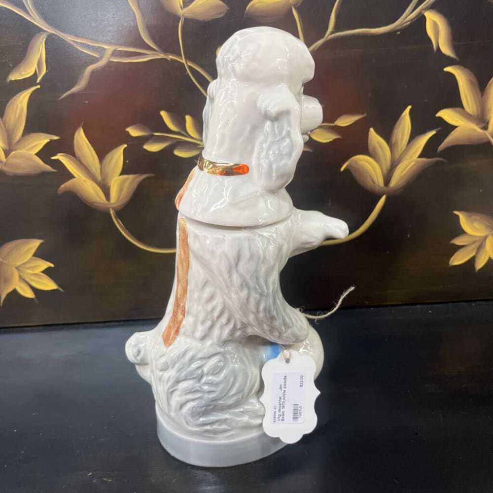 VTG DECANTER , JIM BEAM 1970,WHITE POODLE