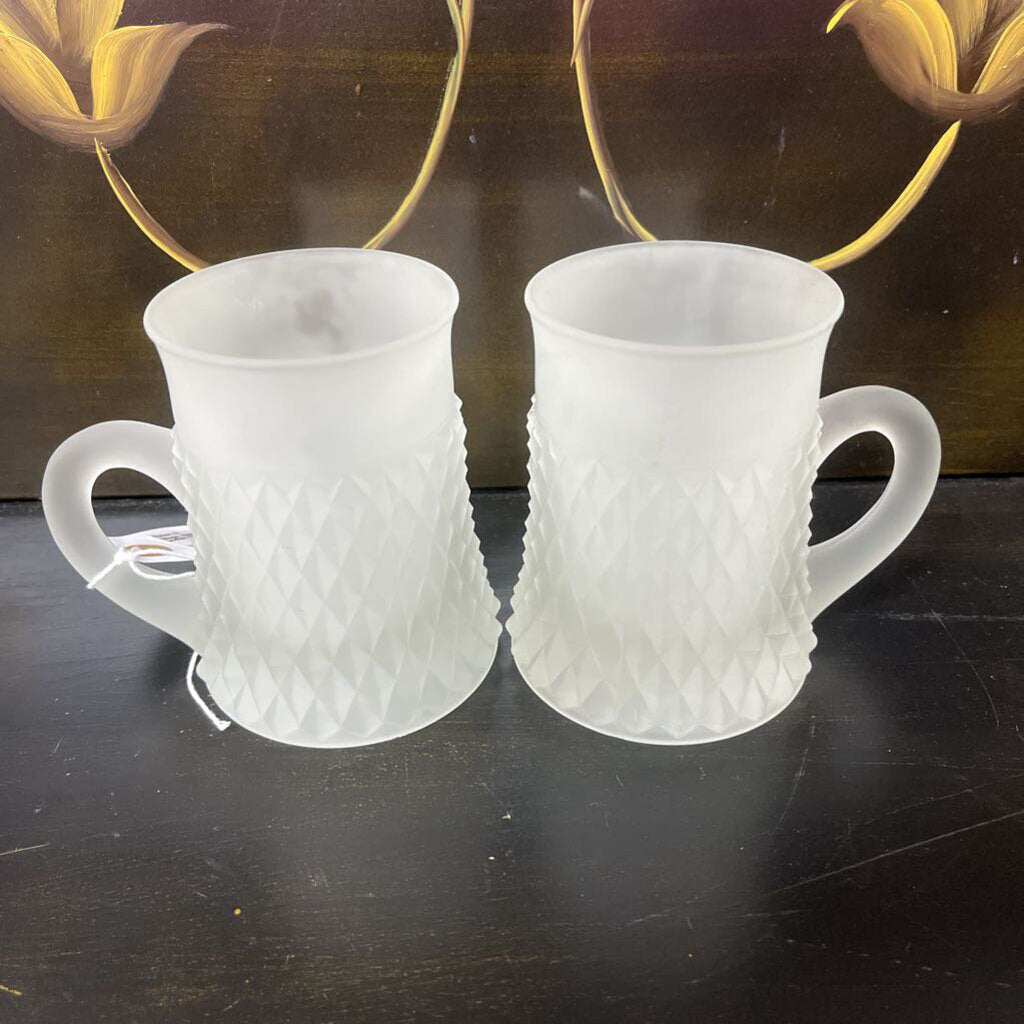 MUGS, SATIN FROSTED INDIAN GLASS (SET OF 2)