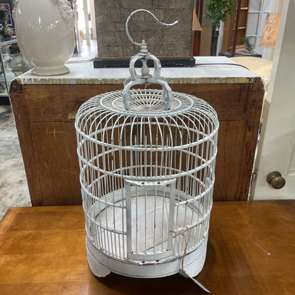 BIRDCAGE, VINTAGE ASIAN BAMBOO, WOOD CARVED STAND