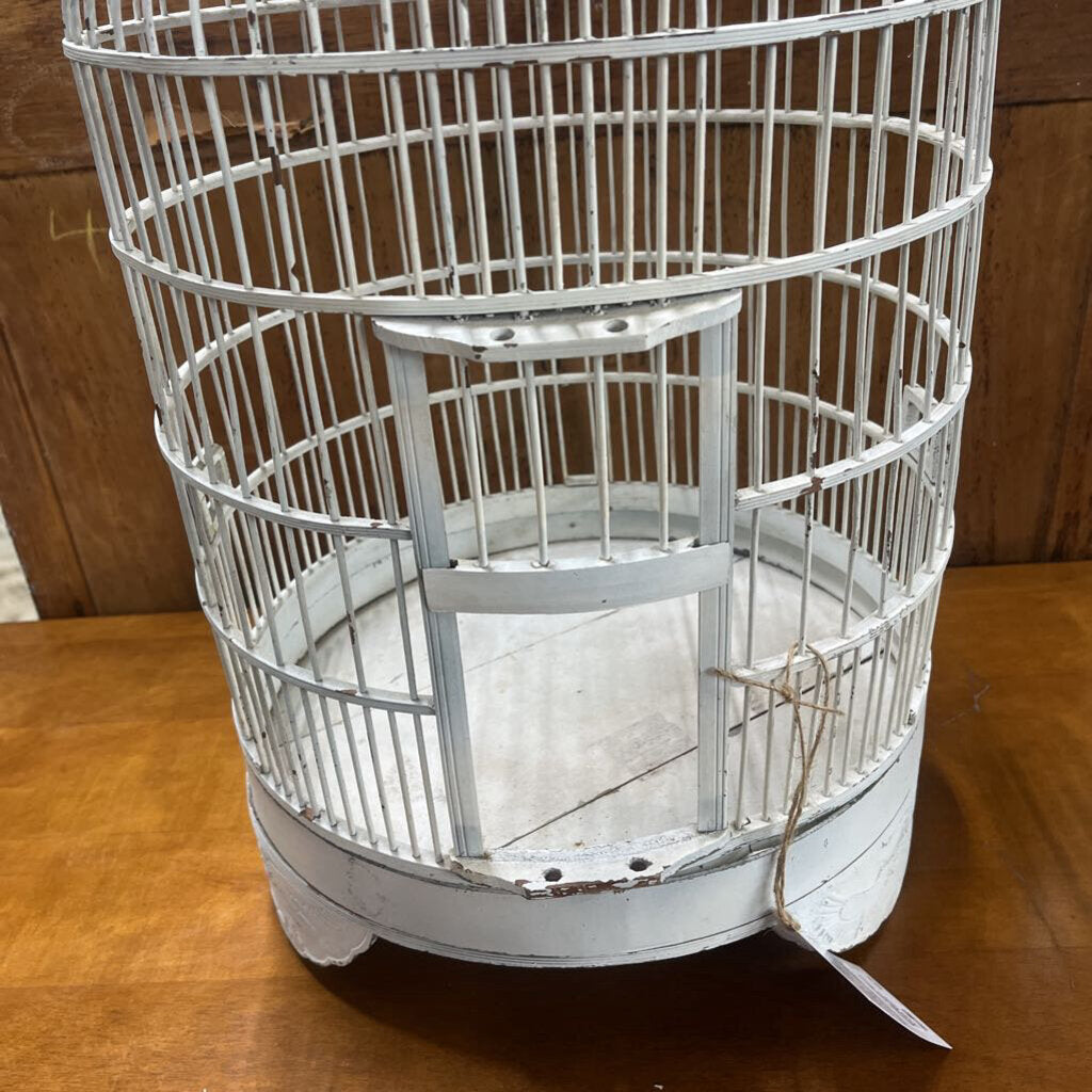 BIRDCAGE, VINTAGE ASIAN BAMBOO, WOOD CARVED STAND