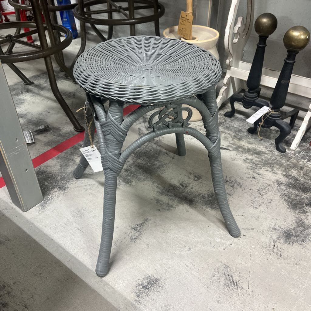 STOOL, VINTAGE WICKER,GRAY