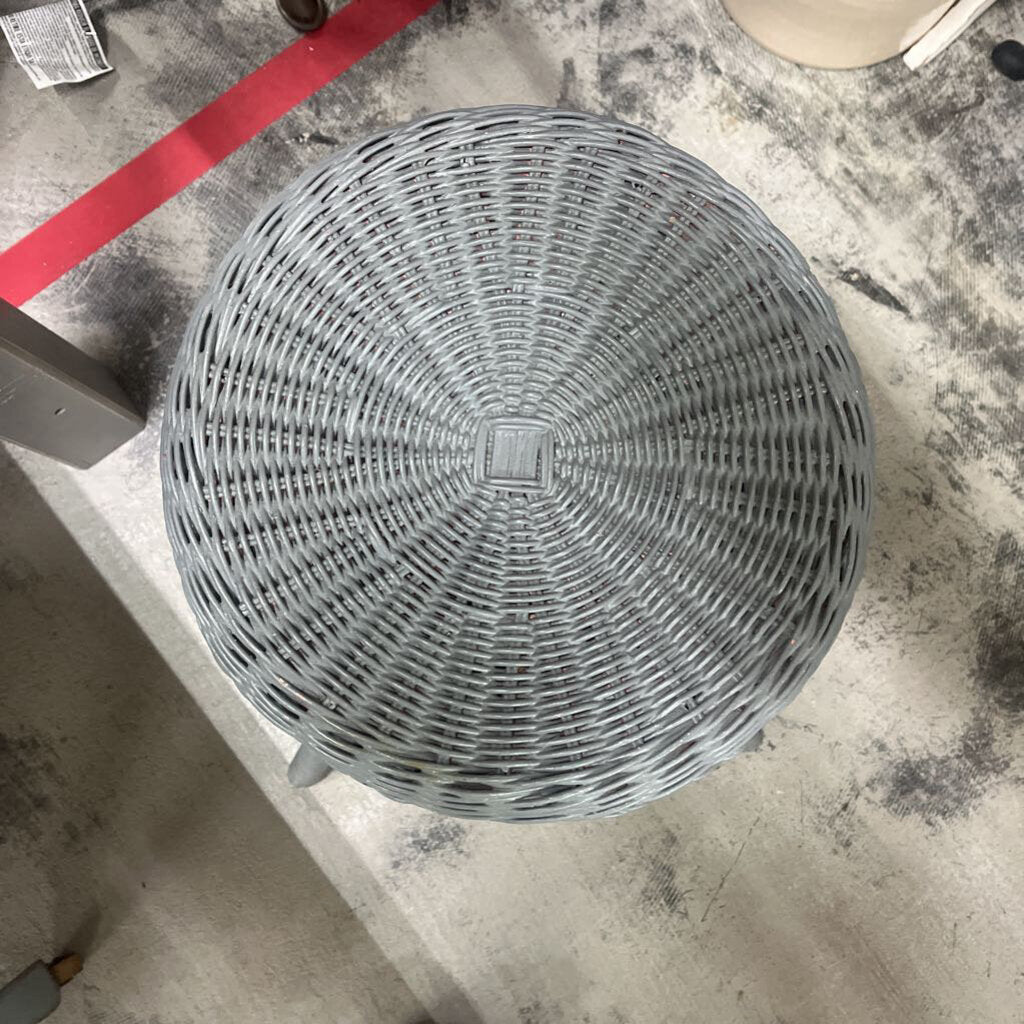 STOOL, VINTAGE WICKER,GRAY