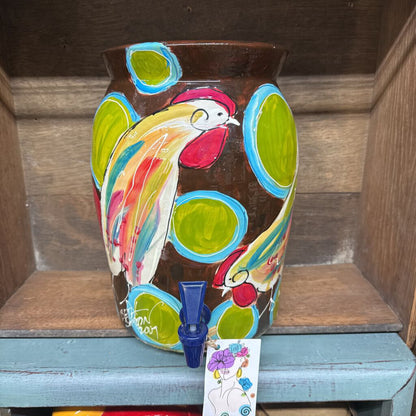 CROCK DISPENSER, 2007 BETH SALTIN ROOSTER