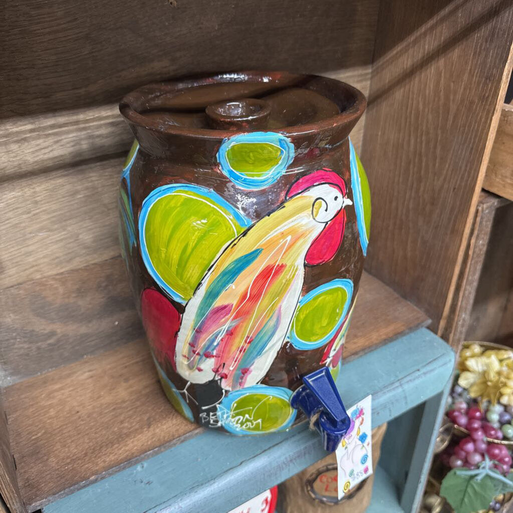 CROCK DISPENSER, 2007 BETH SALTIN ROOSTER