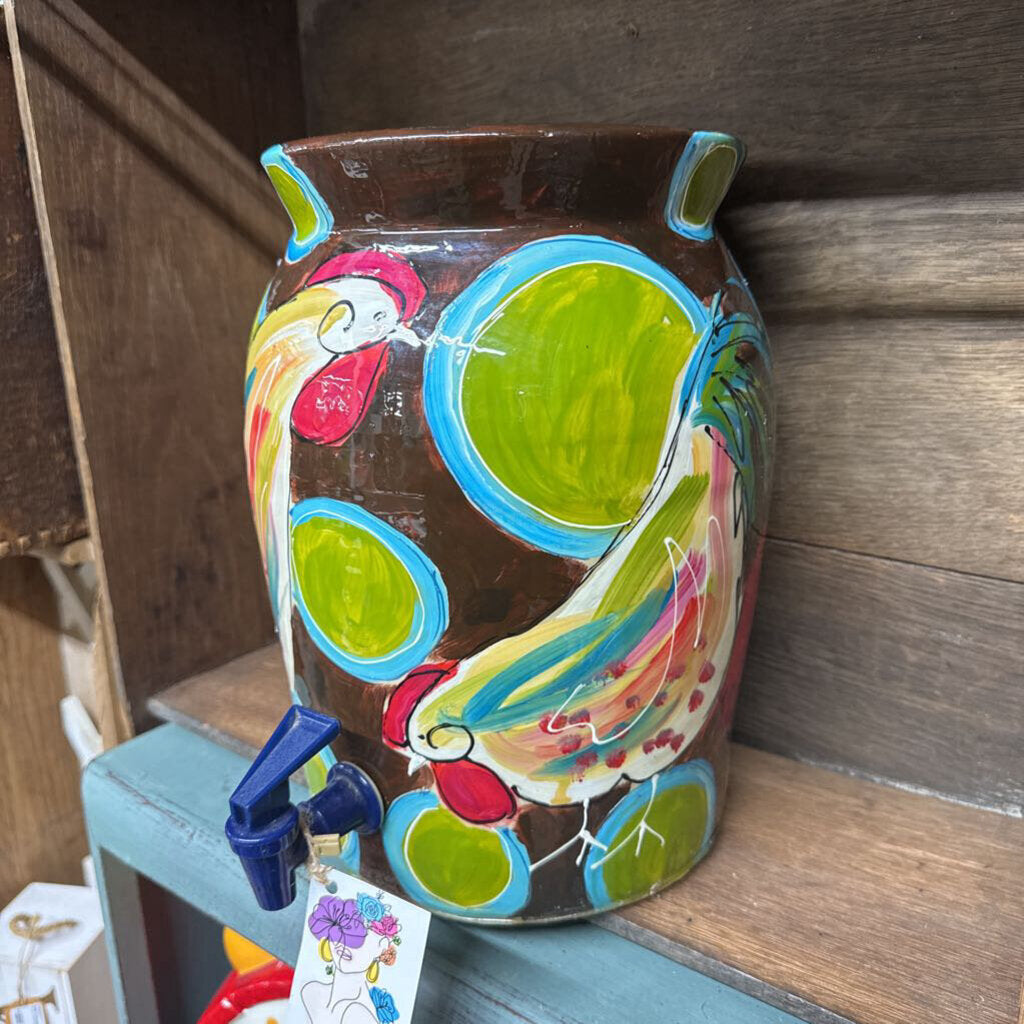 CROCK DISPENSER, 2007 BETH SALTIN ROOSTER