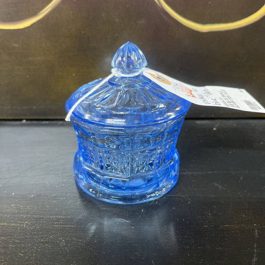 ICE BLUE SMALL GLASS DISH W/LID