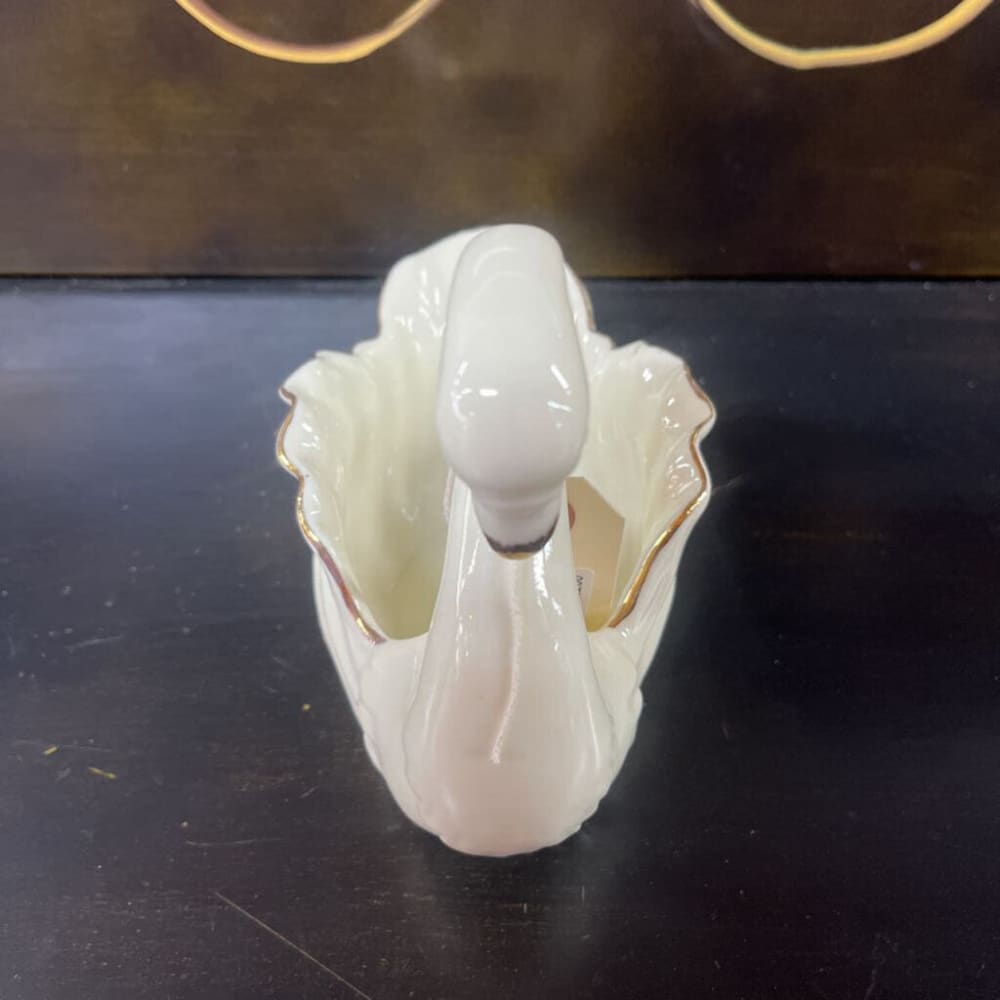 SWAN PLANTER, BAUM BROS PORCELAIN W/GOLD TRIM