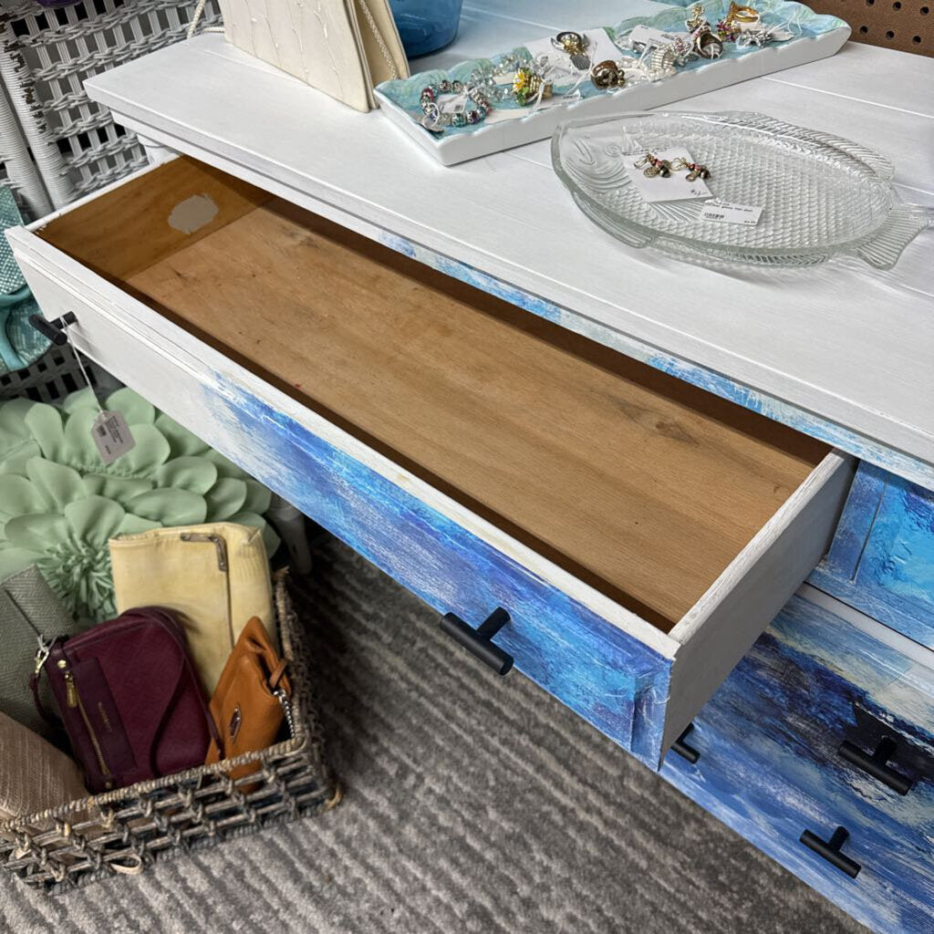 8 DRAWER MULTIPURPOSE NAUTICAL THEMED DISTRESSED DRESSER