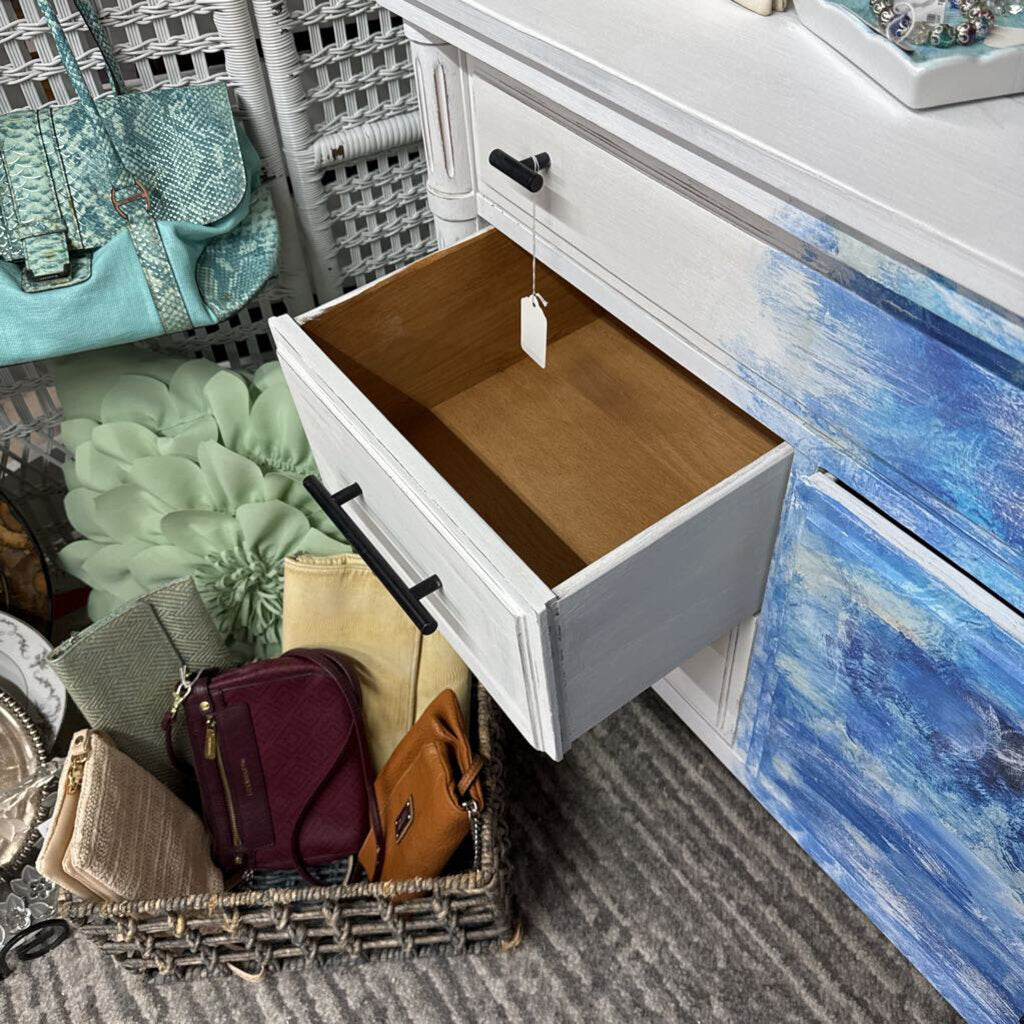 8 DRAWER MULTIPURPOSE NAUTICAL THEMED DISTRESSED DRESSER